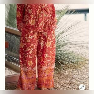 By Anthropologie Size M Pink Hawaiian Floral‎ Boho Wide Leg Lightweight Pants